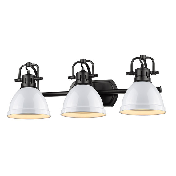 Bathroom Fixtures Three Lights by Golden ( 62 | 3602-BA3 BLK-WH Duncan ) 