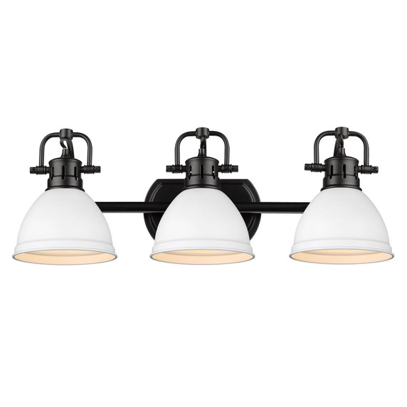 Bathroom Fixtures Three Lights by Golden ( 62 | 3602-BA3 BLK-WHT Duncan ) 