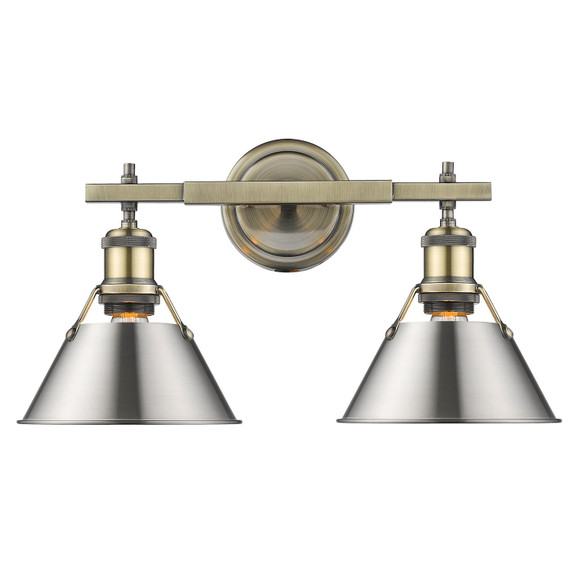 Bathroom Fixtures Two Lights by Golden ( 62 | 3306-BA2 AB-PW Orwell ) 