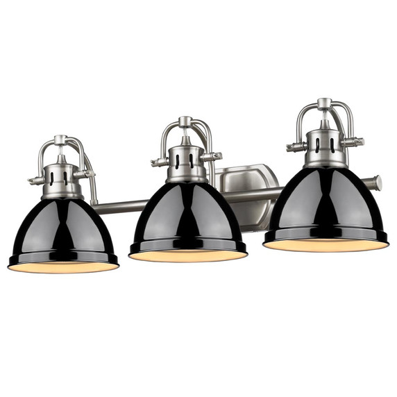 Bathroom Fixtures Three Lights by Golden ( 62 | 3602-BA3 PW-BK Duncan ) 