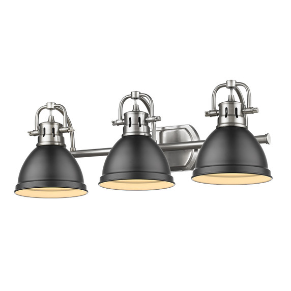 Bathroom Fixtures Three Lights by Golden ( 62 | 3602-BA3 PW-BLK Duncan ) 