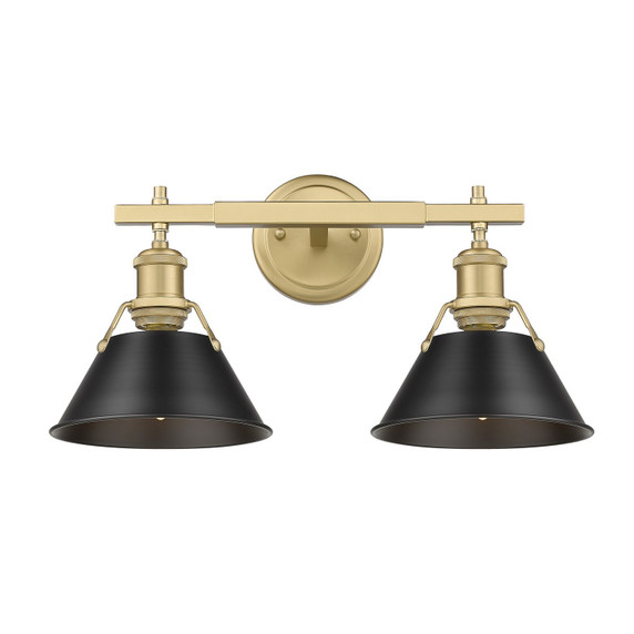 Bathroom Fixtures Two Lights by Golden ( 62 | 3306-BA2 BCB-BLK Orwell ) 