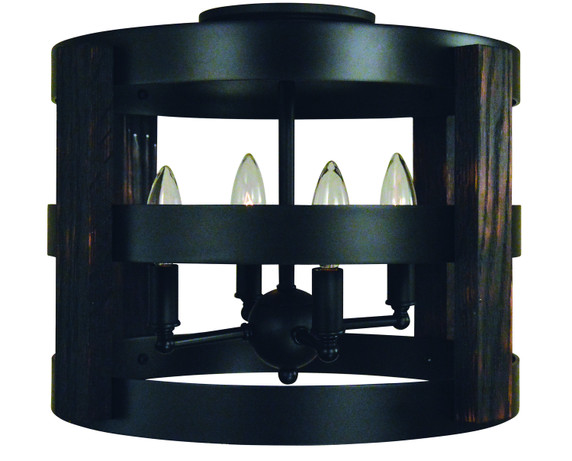 Semi-Flush Mts. Cage by Framburg ( 8 | L1001 MBLACK Homestead ) 