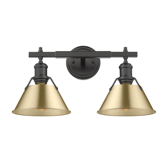 Bathroom Fixtures Two Lights by Golden ( 62 | 3306-BA2 BLK-BCB Orwell ) 