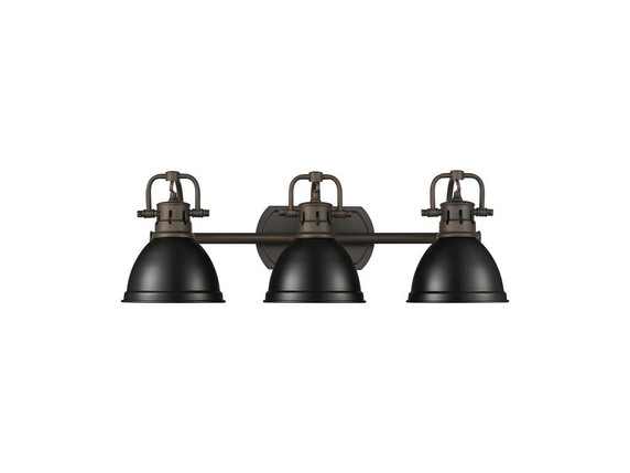Bathroom Fixtures Three Lights by Golden ( 62 | 3602-BA3 RBZ-BLK Duncan ) 