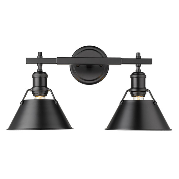 Bathroom Fixtures Two Lights by Golden ( 62 | 3306-BA2 BLK-BLK Orwell ) 