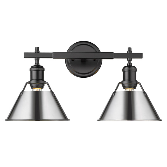 Bathroom Fixtures Two Lights by Golden ( 62 | 3306-BA2 BLK-CH Orwell ) 