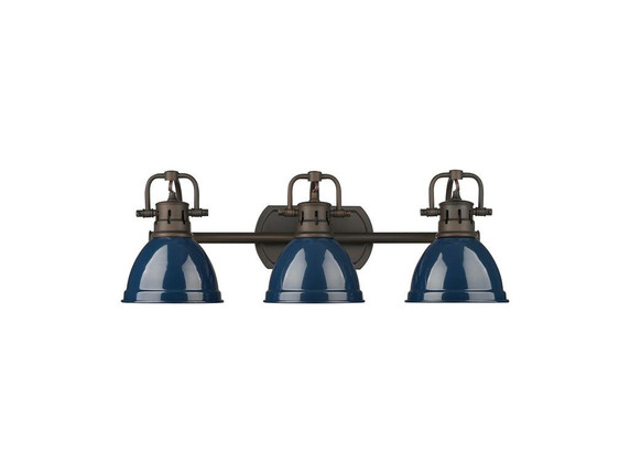 Bathroom Fixtures Three Lights by Golden ( 62 | 3602-BA3 RBZ-NVY Duncan ) 