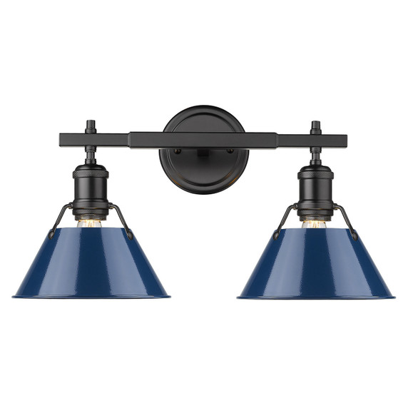 Bathroom Fixtures Two Lights by Golden ( 62 | 3306-BA2 BLK-NVY Orwell ) 