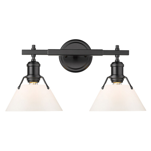Bathroom Fixtures Two Lights by Golden ( 62 | 3306-BA2 BLK-OP Orwell ) 