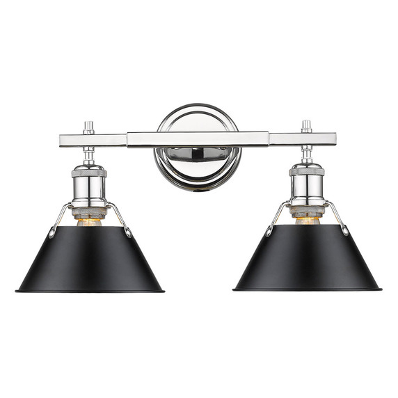 Bathroom Fixtures Two Lights by Golden ( 62 | 3306-BA2 CH-BLK Orwell ) 