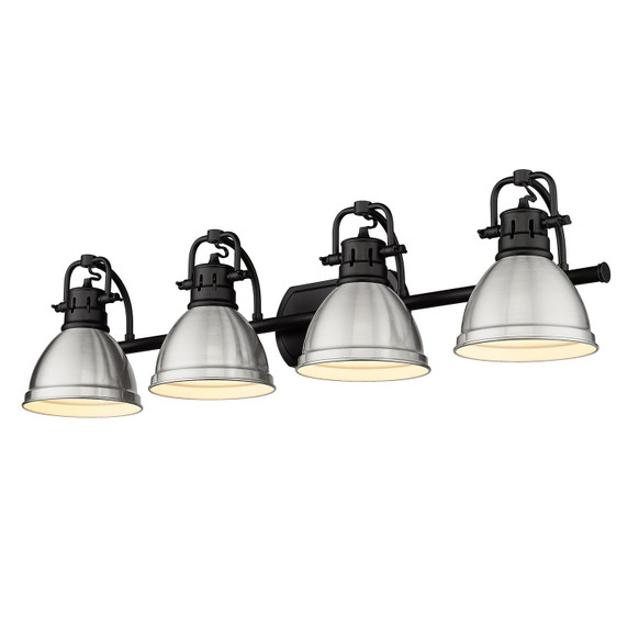 Bathroom Fixtures Four Lights by Golden ( 62 | 3602-BA4 BLK-PW Duncan ) 