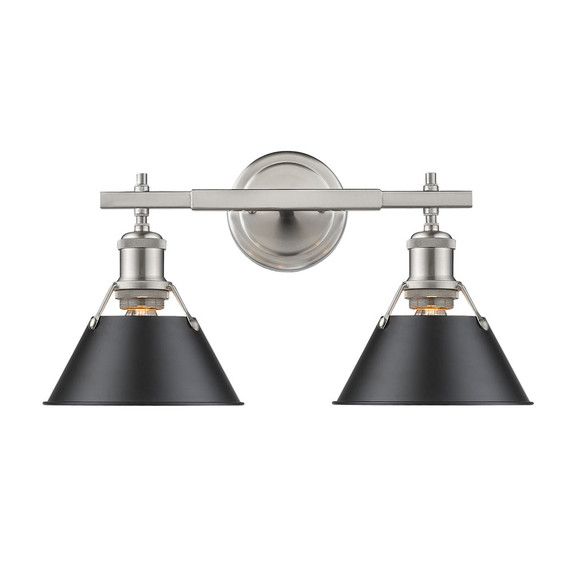 Bathroom Fixtures Two Lights by Golden ( 62 | 3306-BA2 PW-BLK Orwell ) 
