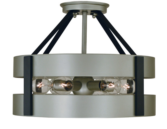 Semi-Flush Mts. Drum Shade by Framburg ( 8 | 5382 SP/MBLACK Orion ) 