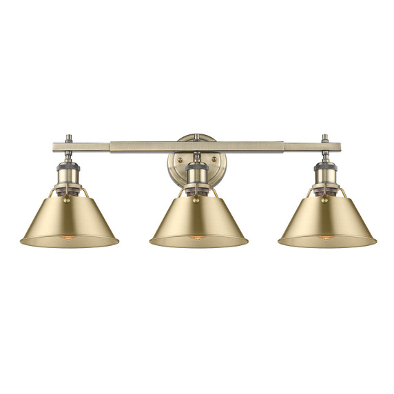 Bathroom Fixtures Three Lights by Golden ( 62 | 3306-BA3 AB-BCB Orwell ) 