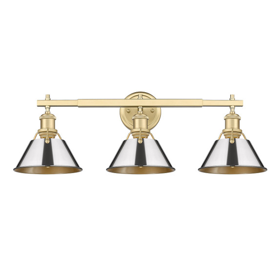 Bathroom Fixtures Three Lights by Golden ( 62 | 3306-BA3 BCB-CH Orwell ) 