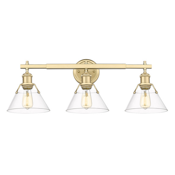 Bathroom Fixtures Three Lights by Golden ( 62 | 3306-BA3 BCB-CLR Orwell ) 