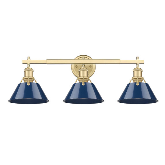 Bathroom Fixtures Three Lights by Golden ( 62 | 3306-BA3 BCB-NVY Orwell ) 