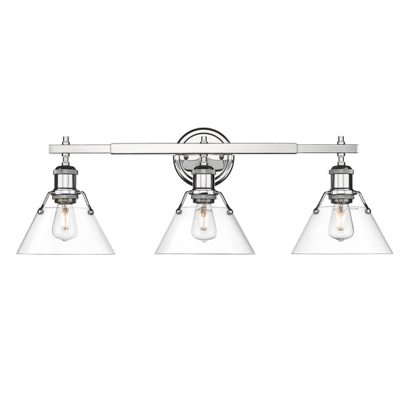 Bathroom Fixtures Three Lights by Golden ( 62 | 3306-BA3 CH-CLR Orwell ) 