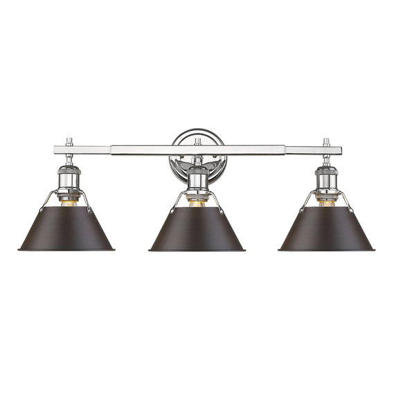 Bathroom Fixtures Three Lights by Golden ( 62 | 3306-BA3 CH-RBZ Orwell ) 