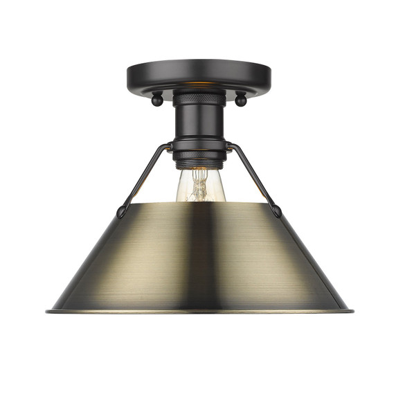 Flush Mounts Metal Shade by Golden ( 62 | 3306-FM BLK-AB Orwell ) 