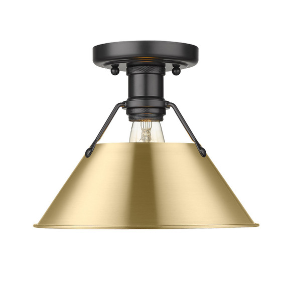 Flush Mounts Metal Shade by Golden ( 62 | 3306-FM BLK-BCB Orwell ) 