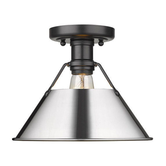 Flush Mounts Metal Shade by Golden ( 62 | 3306-FM BLK-CH Orwell ) 