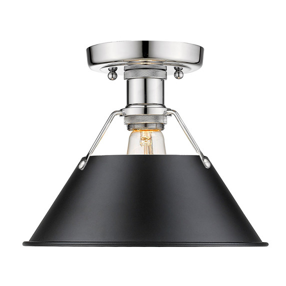 Flush Mounts Metal Shade by Golden ( 62 | 3306-FM CH-BLK Orwell ) 