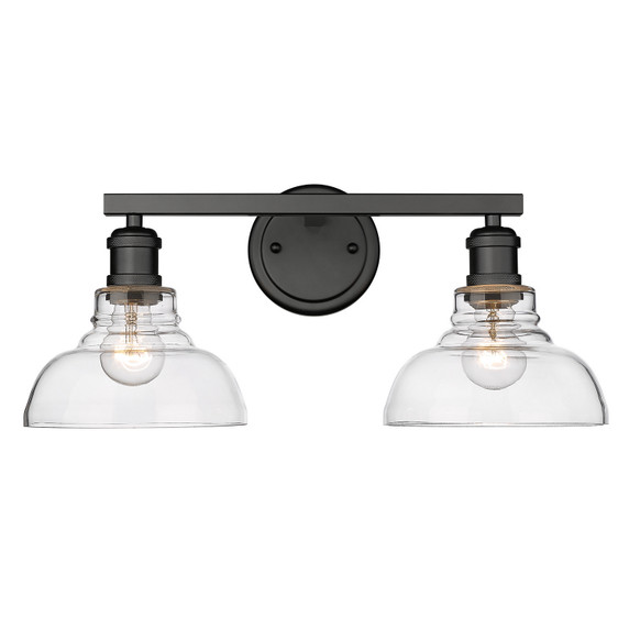 Bathroom Fixtures Two Lights by Golden ( 62 | 0305-BA2 BLK-CLR Carver ) 