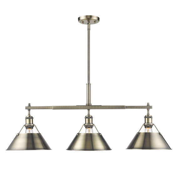 Linear/Island 3 Light Bar by Golden ( 62 | 3306-LP AB-AB Orwell ) 