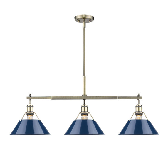 Linear/Island 3 Light Bar by Golden ( 62 | 3306-LP AB-NVY Orwell ) 