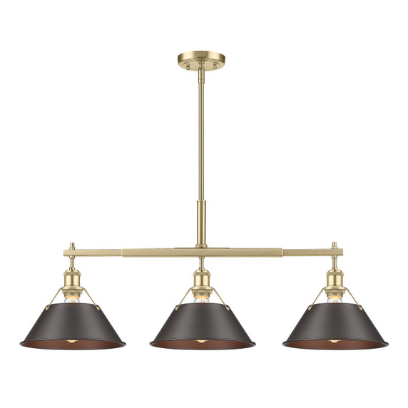 Linear/Island 3 Light Bar by Golden ( 62 | 3306-LP BCB-RBZ Orwell ) 