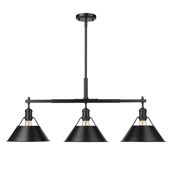 Linear/Island 3 Light Bar by Golden ( 62 | 3306-LP BLK-BLK Orwell ) 
