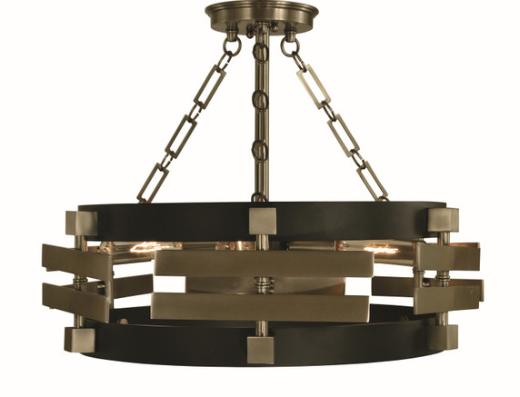 Semi-Flush Mts. Drum Shade by Framburg ( 8 | 5740 BR/MBLACK Eden ) 