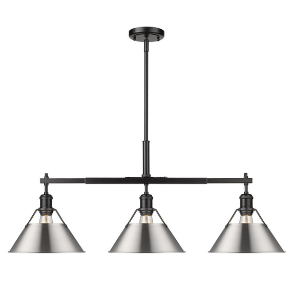 Linear/Island 3 Light Bar by Golden ( 62 | 3306-LP BLK-PW Orwell ) 