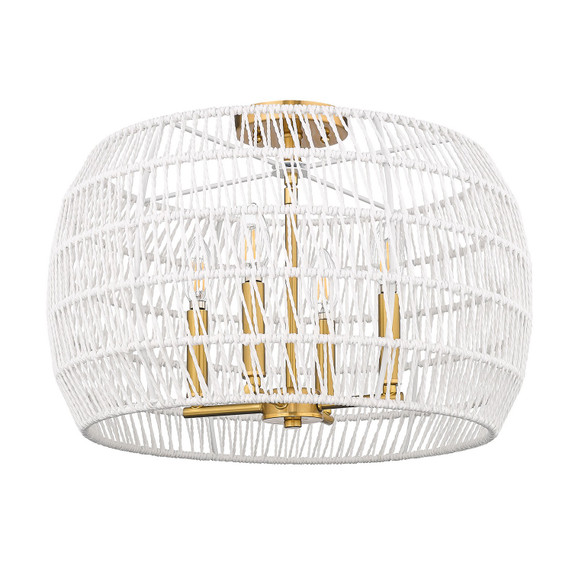 Semi-Flush Mts. Drum Shade by Golden ( 62 | 6808-4SF MBG-WR Ellie ) 