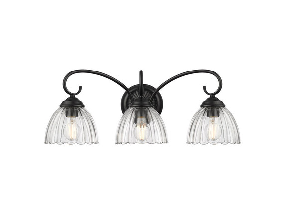 Bathroom Fixtures Three Lights by Golden ( 62 | 6952-BA3 BLK-CLR Audra ) 