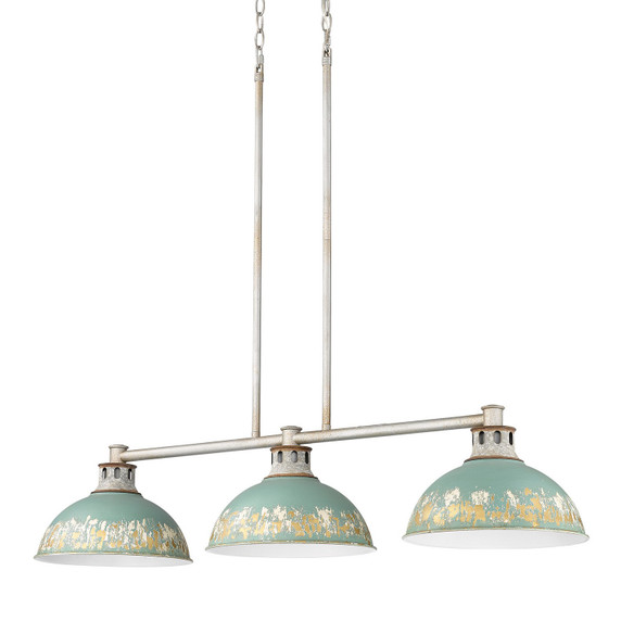 Linear/Island 3 Light Bar by Golden ( 62 | 0865-3LP AGV-TEAL Kinsley ) 