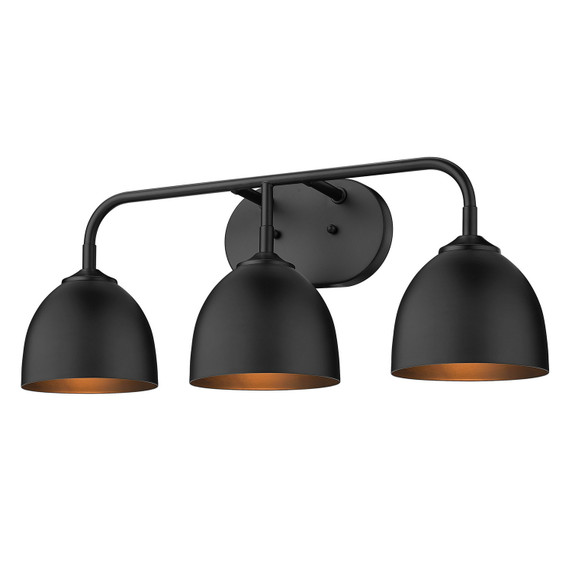 Bathroom Fixtures Three Lights by Golden ( 62 | 6956-BA3 BLK-BLK Zoey ) 