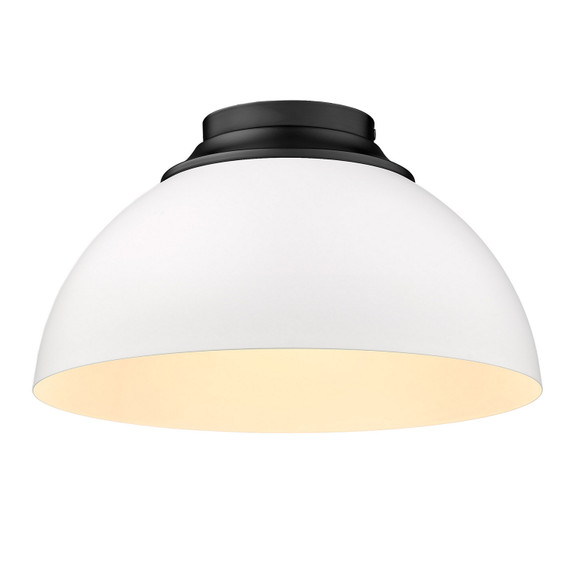 Flush Mounts Metal Shade by Golden ( 62 | 6956-FM BLK-WHT Zoey ) 