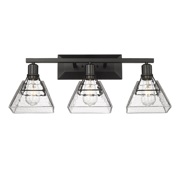 Bathroom Fixtures Three Lights by Golden ( 62 | 3308-BA3 BLK-WTG Kepler ) 