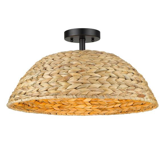 Semi-Flush Mts. Glass Down by Golden ( 62 | 1081-SF BLK-WSG Rue ) 