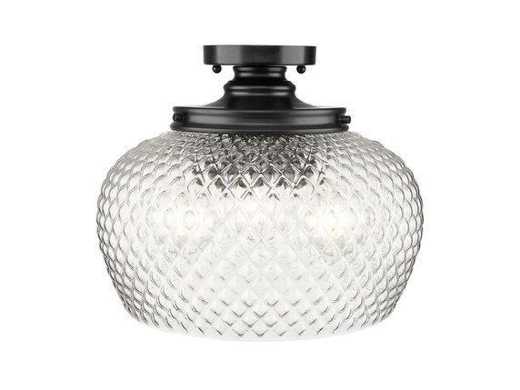 Semi-Flush Mts. Glass Down by Golden ( 62 | 1088-3SF BLK-CLR Adeline ) 