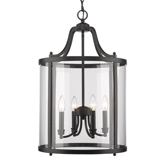 Foyer/Hall Lanterns Glass w/Frame by Golden ( 62 | 1157-4P BLK Payton ) 