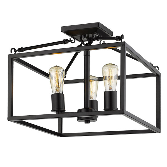 Semi-Flush Mts. Cage by Golden ( 62 | 2072-SF BLK Wesson ) 