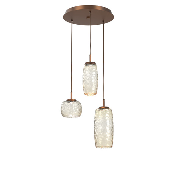 Mini Pendants 3 Light Cluster by Hammerton Studio ( 404 | CHB0091-03-BB-A-C01-L1 Vessel ) 