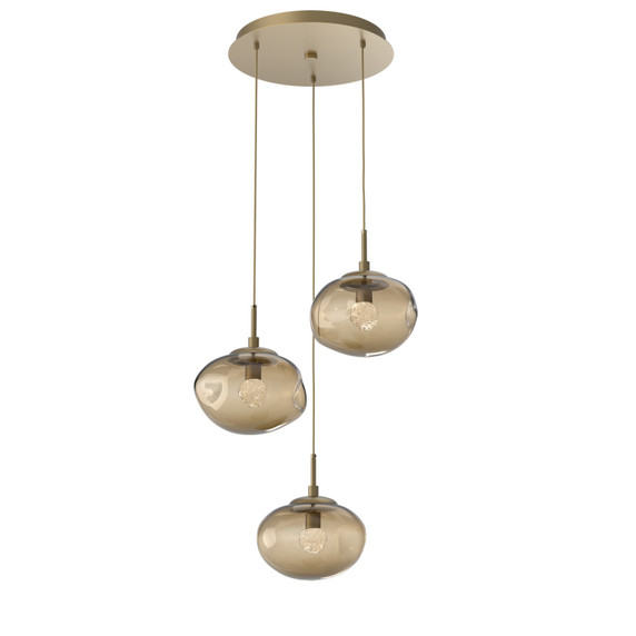 Mini Pendants 3 Light Cluster by Hammerton Studio ( 404 | CHB0068-03-GB-FB-C01-L1 Nebula ) 