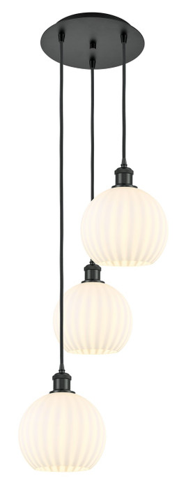 Mini Pendants 3 Light Cluster by Innovations ( 405 | 113B-3P-BK-G1217-8WV Ballston ) 