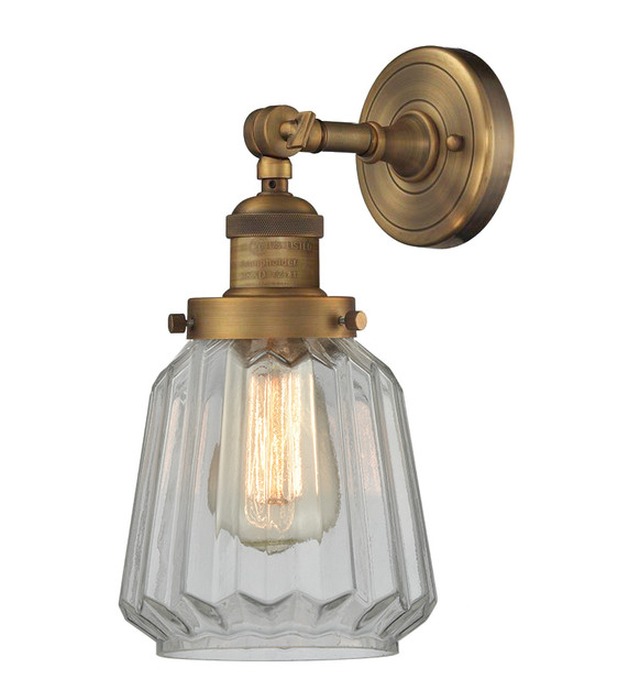 Sconces Single Glass by Innovations ( 405 | 203-BB-G142 Franklin Restoration ) 