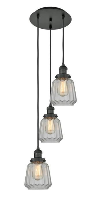 Mini Pendants 3 Light Cluster by Innovations ( 405 | 113F-3P-BK-G142 Franklin Restoration ) 